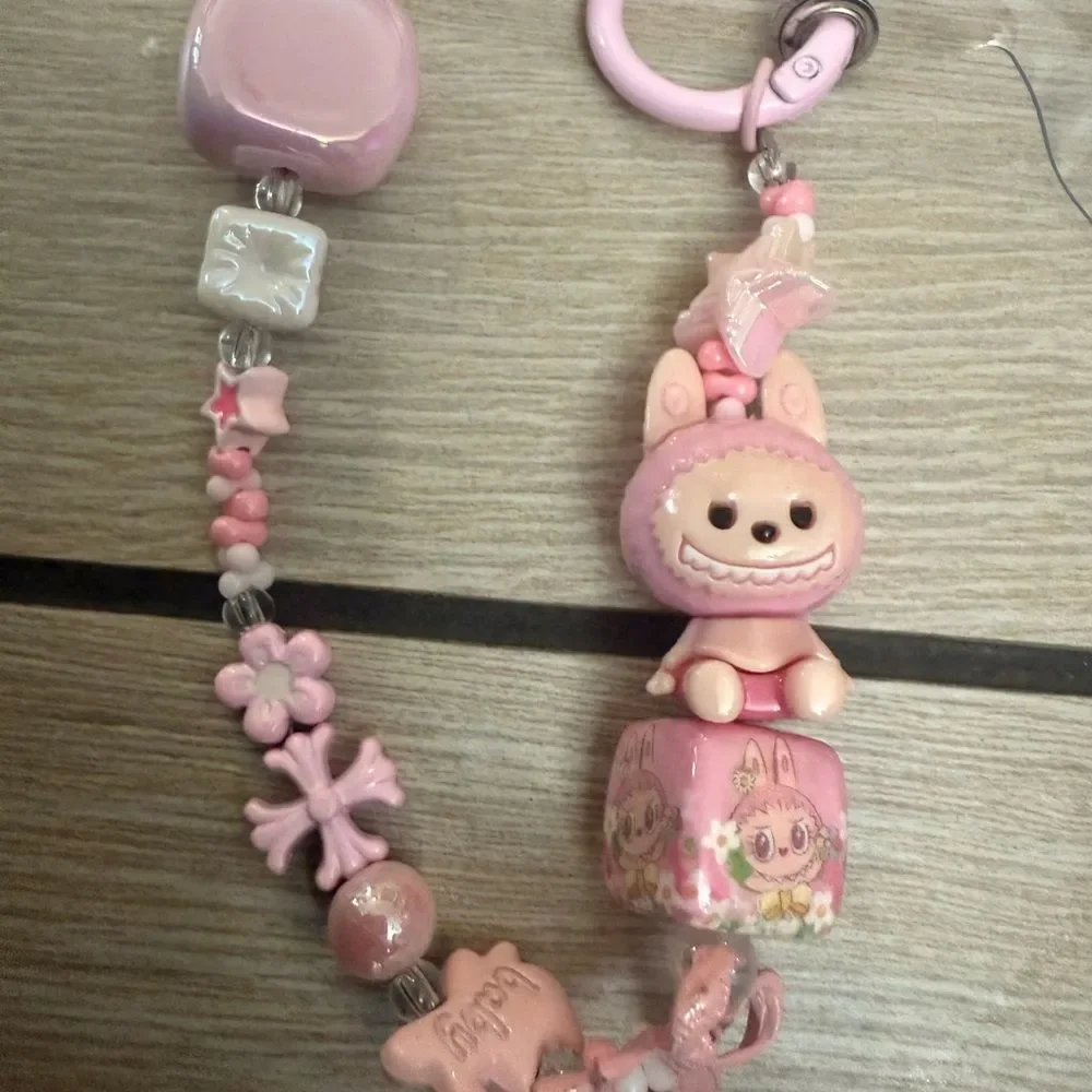 New labubu pink bag charm / keychain